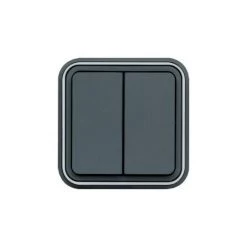 Double Va-et-vient étanche Cubyko Complet Encastré - Gris - WNE040- Hager