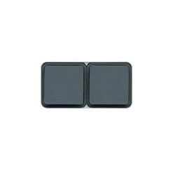 Double Prise 2P+T Horizontale étanche Cubyko Complet Encastrée- Gris - WNE122- Hager