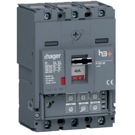 Disj.h3+P160 LSI 3x40A 50kA - APPAREILLAGE DE TETE HAGER HMS040JC 2 Disj.h3+P160 LSI 3x40A 50kA - APPAREILLAGE DE TETE HAGER HMS040JC – Image 2
