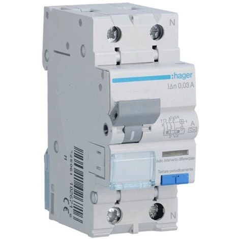 Disjoncteur Différentiel Hager 1P+N 30MA 16A ADA816H 1 Disjoncteur Différentiel Hager 1P+N 30MA 16A ADA816H