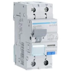 Disjoncteur Différentiel Hager 1P+N 30MA 10A ADA910H