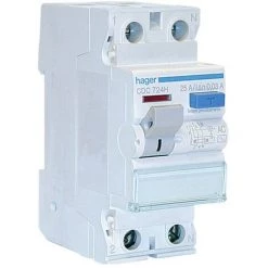 Hager Disjoncteur Différentiel 2P 25A 30MA AC 2 Modules CDC724H