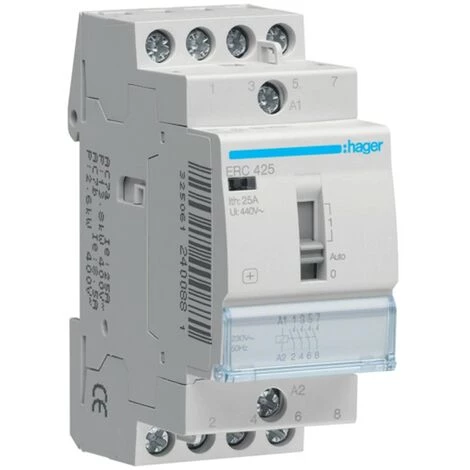 Hager Contacteur 4NA 230V Interrupteur Manuel ERC425 1 Hager Contacteur 4NA 230V Interrupteur Manuel ERC425