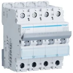 Interrupteur Magnétothermique Hager 4P 40A 6 KA C 4 Modules MCA440
