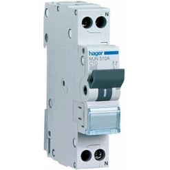 Interrupteur Magnétothermique Hager 1P+N 6A 4,5 KA C 1 Module MJN506A