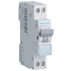 Interrupteur Magnétothermique Hager 1P+N 16A 4.5 KA C 1 Module MJN516A
