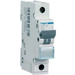 Interrupteur Magnétothermique Hager 1P 10A 4.5 KA C 1 Formulaire MYN110