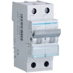 Interrupteur MagnétothermiqueHager 2P 10A 4.5 KA C 2 Module MYN210