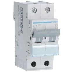 Interrupteur Magnétothermique Hager 2P 32A 4.5 KA C 2 Modules MYN232