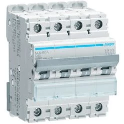 Interrupteur Magnétothermique Hager 4P 63A 10KA-C 4 Modules NCN463A