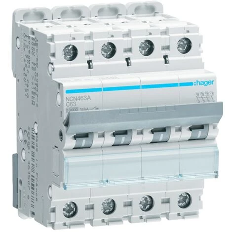 Interrupteur Magnétothermique Hager 4P 63A 10KA-C 4 Modules NCN463A 1 Interrupteur Magnétothermique Hager 4P 63A 10KA-C 4 Modules NCN463A