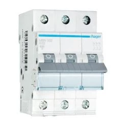 DISJONCTEUR DE PROTECTION DE CIRCUIT B32 A 3 PÔLES HAGER MBN332
