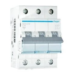 DISJONCTEUR DE PROTECTION DE CIRCUIT C16 A 3 PÔLES HAGER MCN316