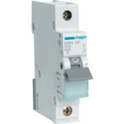 Hager MBN106 MBN106 Disjoncteur Monophasé 6 A 230 V, 400 V - Gris