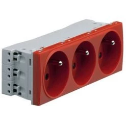 Hager WS133 Prise 2P+T 16A Systo 3 Mod. Spécial Goulotte - Rouge