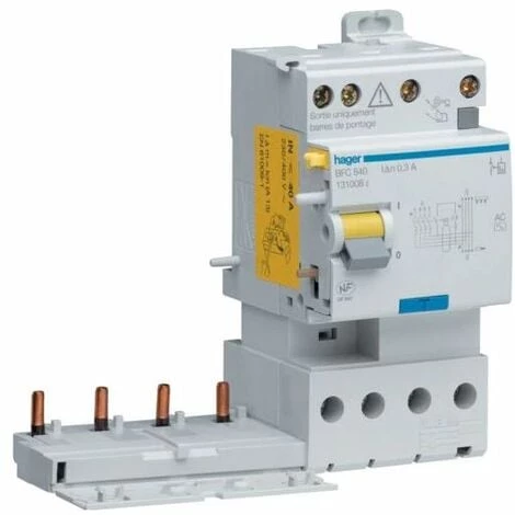 Hager BFC840 Bloc Différentiel Double Sortie 4P 40A 300mA - Gris 1 Hager BFC840 Bloc Différentiel Double Sortie 4P 40A 300mA - Gris