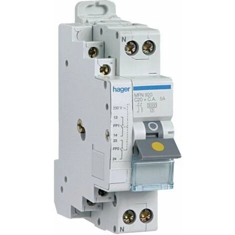 HAGER Disjoncteur Fil Pilote 1P+N 3kA C-20A 1.5M 1 HAGER Disjoncteur Fil Pilote 1P+N 3kA C-20A 1.5M