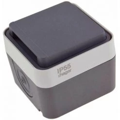 HAGER Prise étanche Complète Cubyko 2P+T Saillie Grise (WNC100) -France HAGER Soldes Boutique 33753539 3