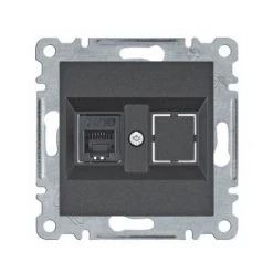 HAGER Lumina | Prise Simple RJ11/RJ12 Noir WL2013