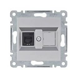 HAGER Lumina | Prise Simple RJ11/RJ12 Argent WL2012