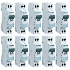 Hager Kit Interrupteurs Magnétothermique 1P+N 10A 4,5KA C 1 Module MJN510A