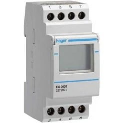 HAGER EG203-PROGRAMMATEUR HEBDOMADAIRE DIGITAL 2 COMMUTÉS MAN?UVRES 56/JOUR