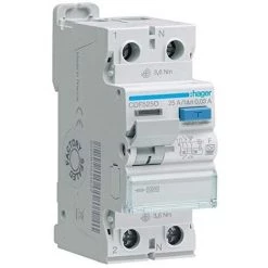 HAGER DISJONCTEUR DIFFÉRENTIEL CDF525D 2P 10KA 25A 30MA F 3250611621577