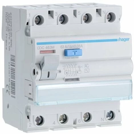HAGER CDC463M | Différentiel 4P 63A 30mA Type-AC 1 HAGER CDC463M | Différentiel 4P 63A 30mA Type-AC