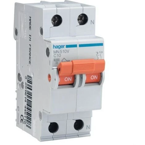 HAGER MN516V | Disjoncteur MN 1P+N 16A Courbe C 1 HAGER MN516V | Disjoncteur MN 1P+N 16A Courbe C