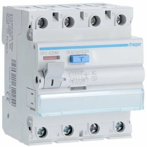 HAGER CFC425M | Différentiel 4P 25A 300mA Type-AC 1 HAGER CFC425M | Différentiel 4P 25A 300mA Type-AC