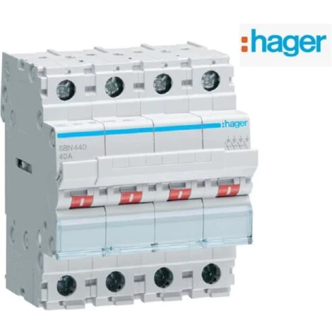 Interrupteur De Coupure - 4 Pôles - 40A Hager SBN440 1 Interrupteur De Coupure - 4 Pôles - 40A Hager SBN440