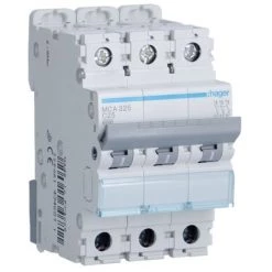 Hager MCA325 Disjoncteur 3P 25A Courbe C 6/10kA - Gris