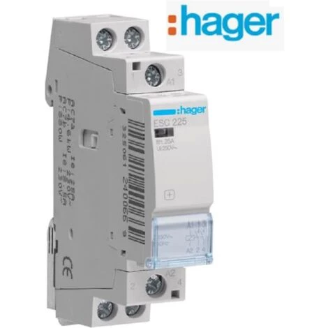 Contacteur - 25A - 2F - 230 V Hager ESC225 1 Contacteur - 25A - 2F - 230 V Hager ESC225