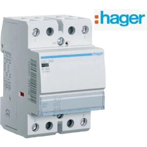 Contacteur - 40A - 2F - 230 V Hager ESC240 1 Contacteur - 40A - 2F - 230 V Hager ESC240