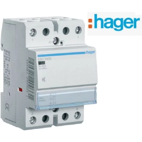 Contacteur Silencieux - 40A - 2F - 230 V Hager ESC240S 1 Contacteur Silencieux - 40A - 2F - 230 V Hager ESC240S