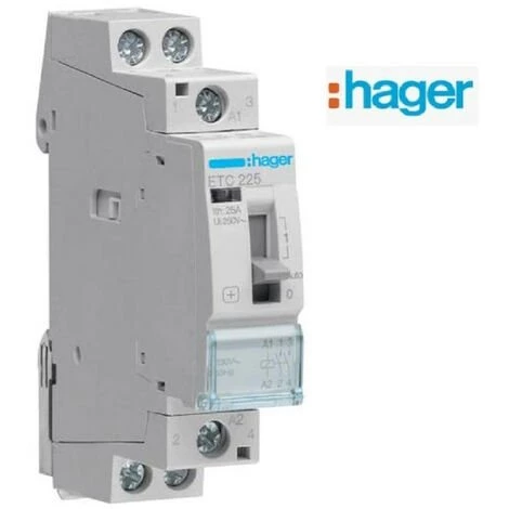Contacteur Chauffe-eau Jour / Nuit - 25A - 2F - 230 V Hager ERC225 1 Contacteur Chauffe-eau Jour / Nuit - 25A - 2F - 230 V Hager ERC225