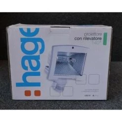 HAGER Projecteur Extérieur Blanc Halogène éco énergie 400W à Détecteur IR 140° Câble 15m IP55