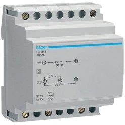 Hager Transformateur Modulaire 40VA 230V 12V 24V 4 Modules ST314