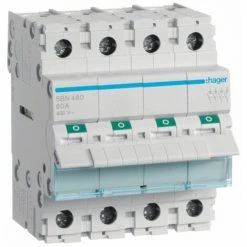 Hager Disconnect Switch 80A 4 Poles 400VAc 4 Modules SBN480