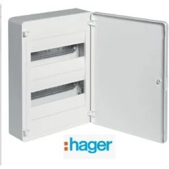 Coffret électrique Montage Apparent 24 Modules 2 Rangées + Porte Pleine Couleur Blanc Hager VS212
