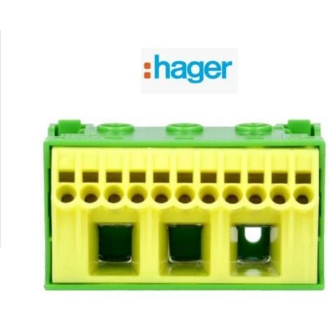 Bornier De Terre Sans Vis 11x4 Mm² + 3x25 Mm² Hager KN14E 1 Bornier De Terre Sans Vis 11x4 Mm² + 3x25 Mm² Hager KN14E