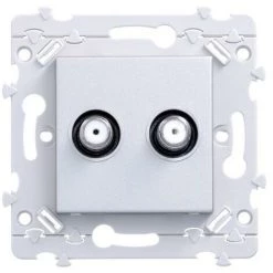 Ess. Prise TV Double F Titane HAGER WE258T