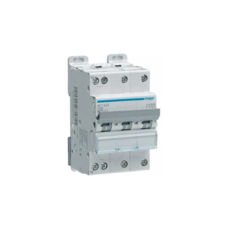 Disjoncteur 3P+N - 6-10kA - 10A - 3 Modules - Courbe D - NGT810 - Hager 1 Disjoncteur 3P+N - 6-10kA - 10A - 3 Modules - Courbe D - NGT810 - Hager